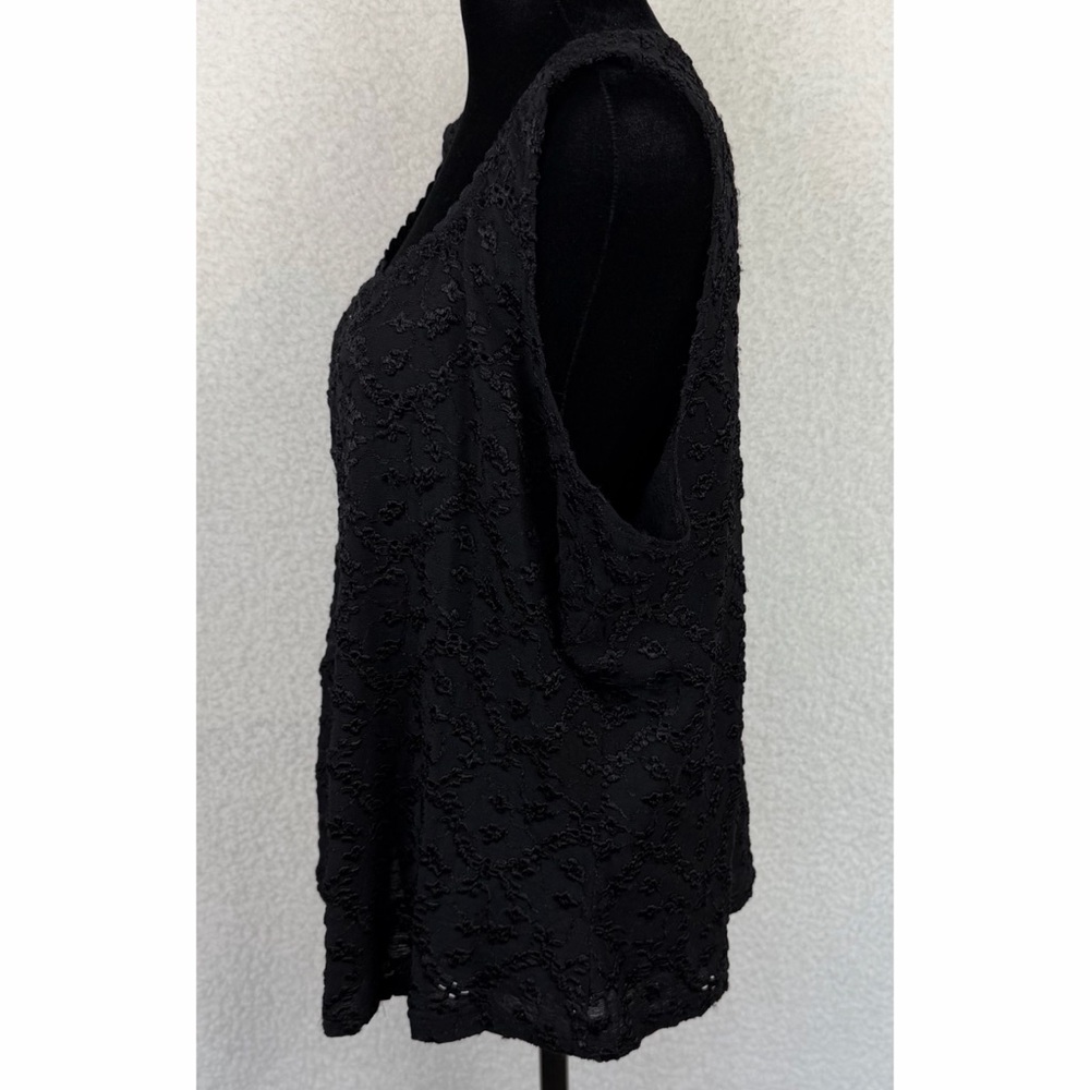 VENEZIA JEANS • Black Floral Embroidered Hook-Eye Corset-Style Tank Top, 26/28 - Picture 7 of 11